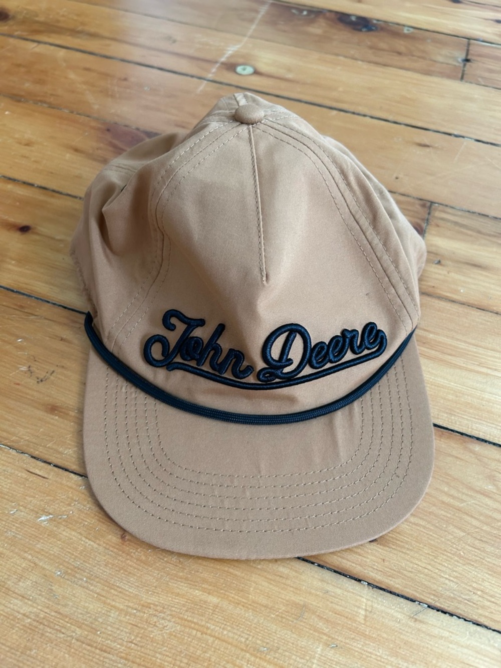☀️3/$25 John Deere Vintaged Jd Raised Brown Snapback hat tan